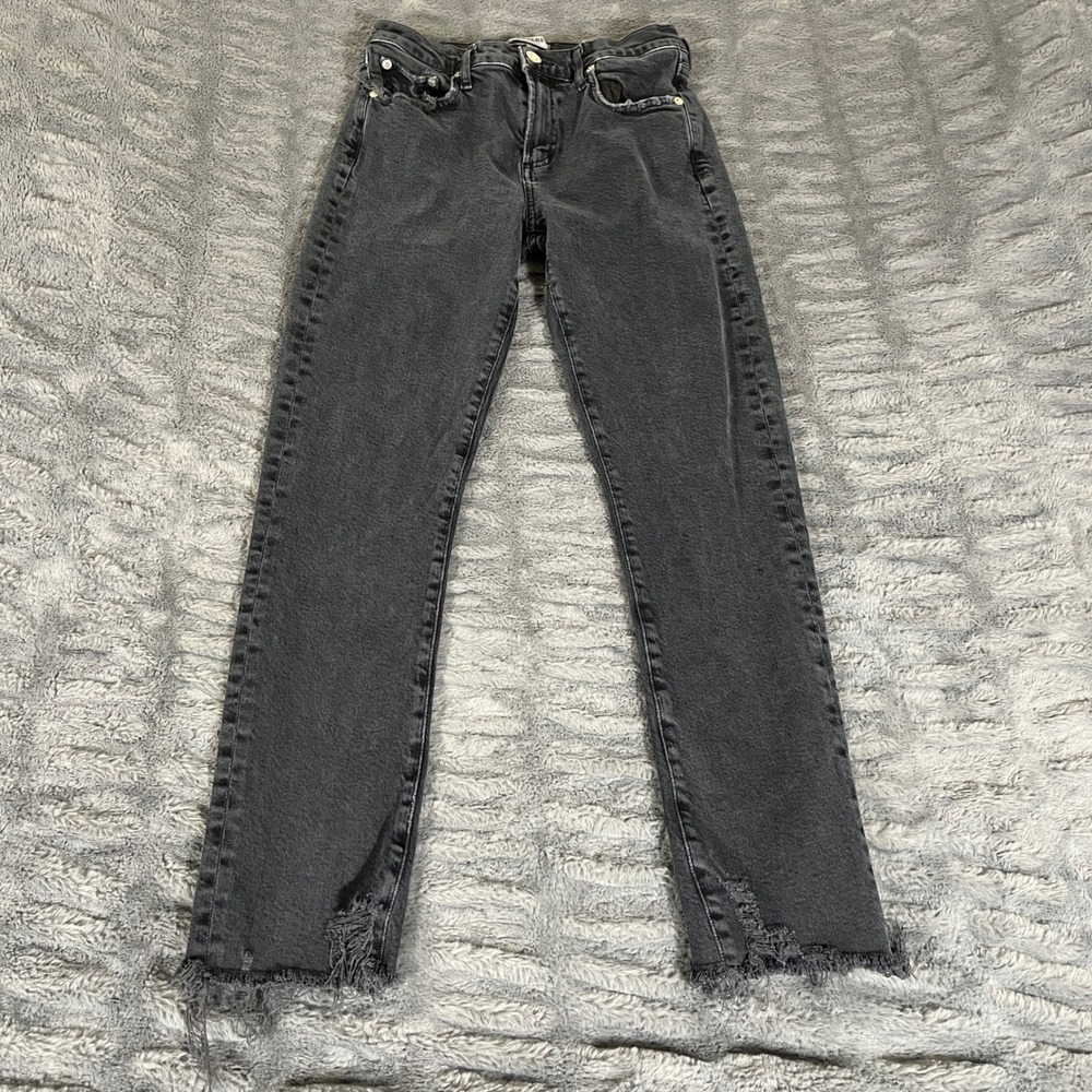 AGOLDE Toni Slim Straight Leg Jeans Black‎ Distressed Raw Hem A133D-3002 Size 26
